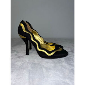Vintage Gold & Black Prada Pump Heels sz 40 US 10